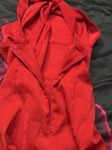 Satin one shoulder Red Mini Dress
