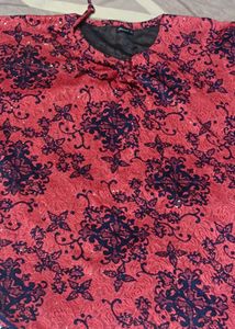 Red Floral Print Tunic Top