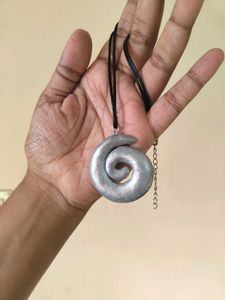 Silver Swirl Statement Pendant Necklace