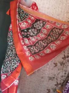 1-TimeUsed ElegantIkkatSilkSaree +StichedBlouse