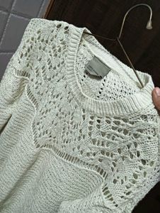 White Knit Long Sleeve Top
