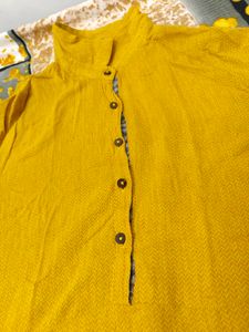 Yellow Kurta with Black Dupatta