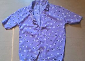 Lavender Floral Print Short Sleeve Shirt