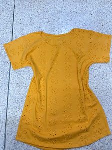 Yellow Eyelet Top