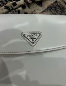 Vintage Prada White Cleo Flap Shoulder Bag
