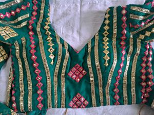 Emerald Green Embroidered Sari Blouse
