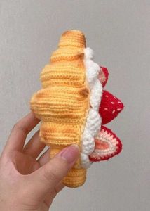 Crocheted 🥐 strawberry Croissant pouch