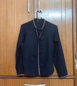 Navy Blue Embroidery Shirt