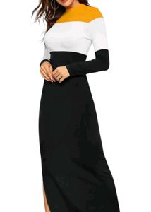 Stylish Color Block Long Sleeve Dress
