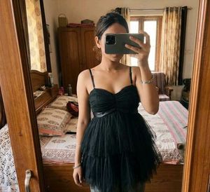 Chic Black Tulle Top