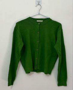 Green Button-Down Cardigan