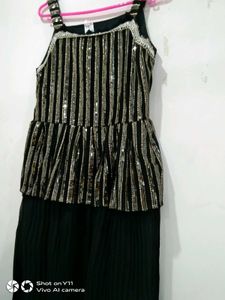 Sparkling Black Sequined shrara suit set for girls