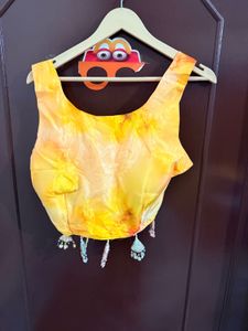 Vibrant Yellow Organza Festive Lehanga