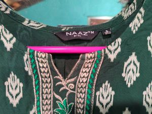 New Green Kurta with White Print