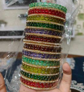 37 set of glass Bangles