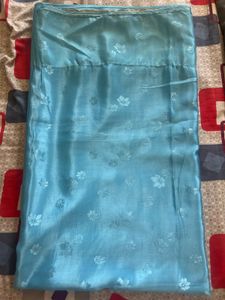 Elegant Blue Saree with Floral Print