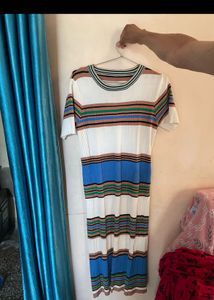 Striped Knit Midi Dress