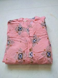 Pink Kurta Set with Printed Trousers
