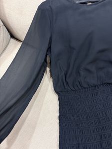 Chic Black Smocked Mini Dress