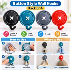 Multipurpose Wall Hooks Pack of 4