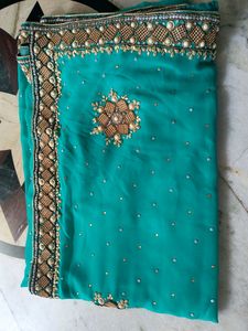 Teal Embellished Saree