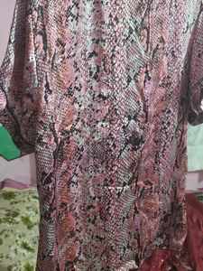 Pink Snake Print Pajama Top