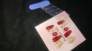 Red &amp; White Press-On Nails