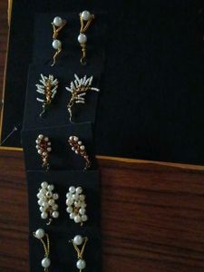 Assorted Pearl & Gold Tone Earrings
