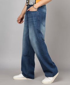 Wide Leg Blue Denim Jeans