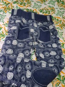 Stylish Printed Denim Look Pants