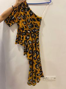 Leopard Print One Shoulder Top