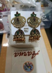Golden Oxidised Jhumka With Stone &amp; Preal Work ❤️