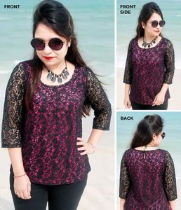 Chic Lace Top with Jewel Neckline