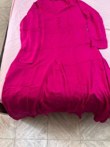Visudh Vibrant Pink V-Neck Button-Up Top