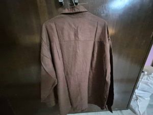 Brown Oversized Button-Up Shirt