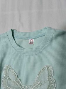 Light Blue Sequin Butterfly Top
