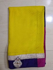 Vibrant Yellow Saree with Embellished