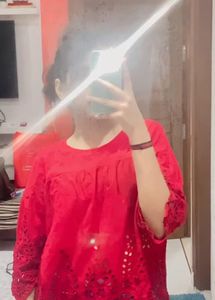 Red Embroidered Top