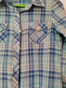 Blue Plaid Flannel Shirt