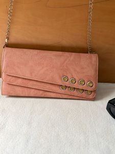 Stylish Pink Clutch with Chain