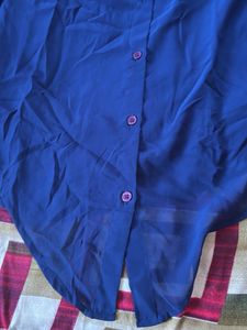 Women's Blue Sheer Button-Up Shirt