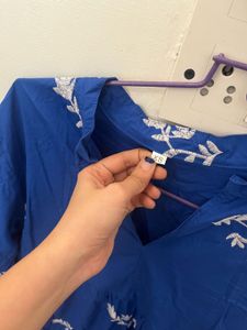 Blue Embroidered Maxi Dress