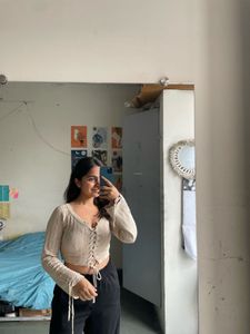 Lace-Up Knit Crop Top