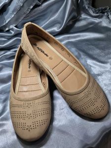 Women's Tan Perforated Ballet Flats