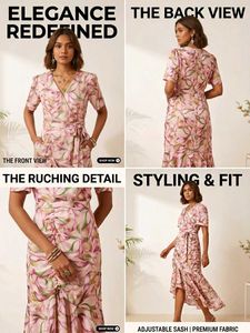 Elegant Premium Floral Print Wrap Dress