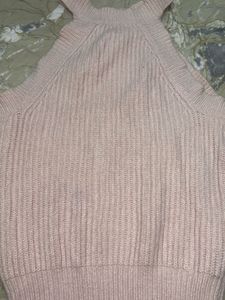 Pink Ribbed Halter Neck Top