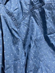 Blue Polka Dot Denim Shirt