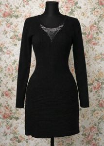 Black Embellished Sweater Dress