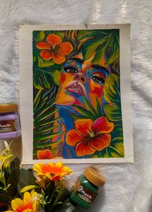 Vibrant Floral Portrait Canvas sheet Art Painting
