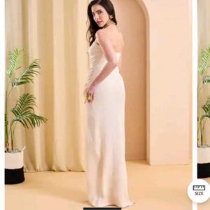 XS size elegant Strapless White Maxi Dress